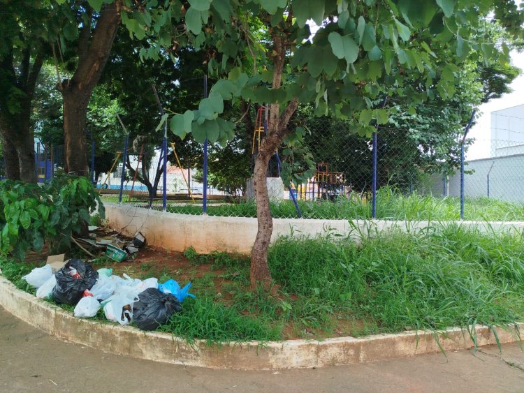 Moradores pedem roçada de mato em parque infantil de Passos